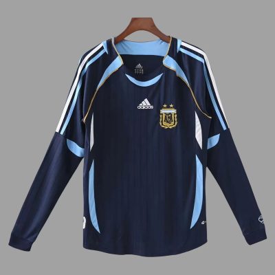 2006 Argentina Away Long Sleeve Retro Soccer Jersey