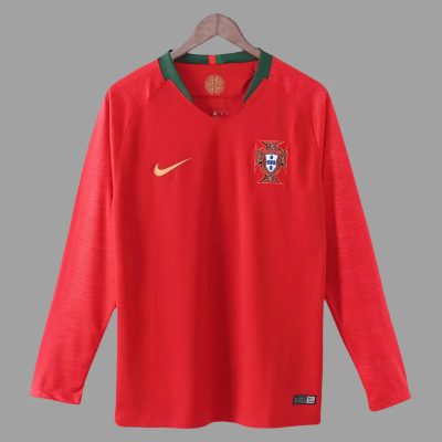 2018 Portugal Home Long Sleeve Retro Soccer Jersey
