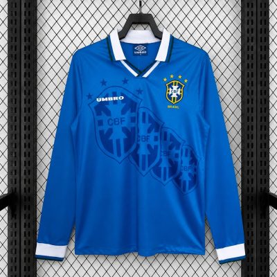 1996 Brazil Away Long Sleeve Retro Soccer Jersey