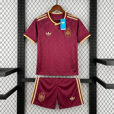 2026 Spain Special Edition Trefoil Maroon Kids Soccer Jersey