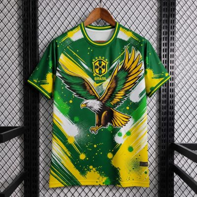2026 Brazil Striking Eagle Special Edition Yellow White Soccer Jersey