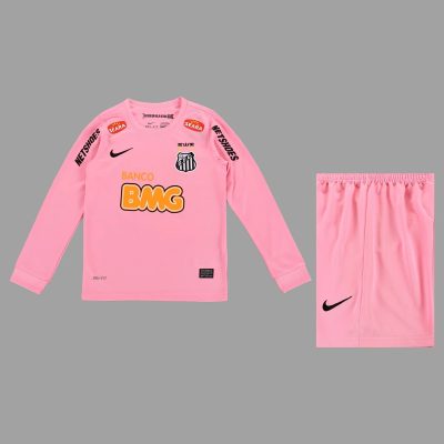 2012 Santos Pink Long Sleeve Kids Retro Soccer Jersey Size 16-28