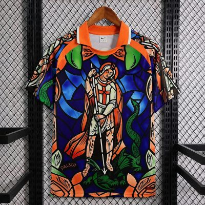 2026 England x Palace Skateboards St. George Dragon Stained-glass Orange Soccer Jersey