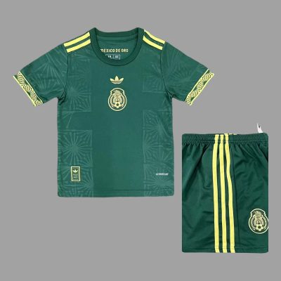 2025 Mexico Golden Cup Green Kids Soccer Jersey Size 16-28