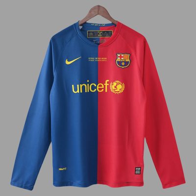 08/09 Barcelona Home Champions Final Long Sleeve Retro Soccer Jersey