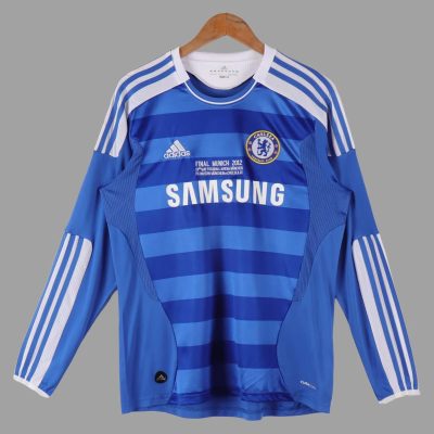 11/12 Chelsea Home Champions League Final Long Sleeve Retro Soccer Jersey