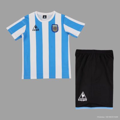 1986 Argentina Home Kids Retro Soccer Jersey Size 16-28