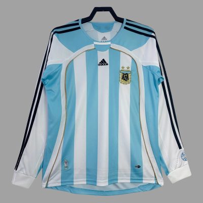 2006 Argentina Home Long Sleeve Retro Soccer Jersey