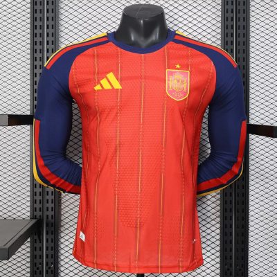 2026 Spain Home Long Sleeve Player Version Soccer Jersey
