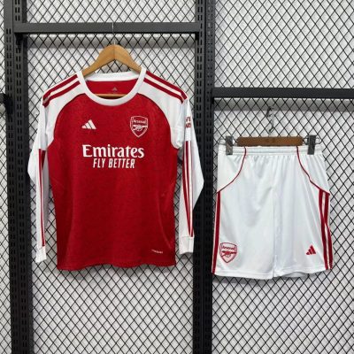 25/26 Arsenal Home Long Sleeve Kids Soccer Jersey Size 16-28