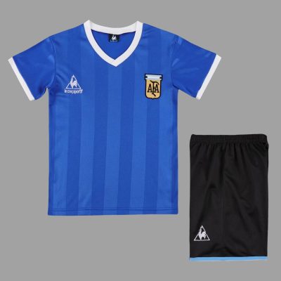1986 Argentina Away Kids Retro Soccer Jersey Size 16-28