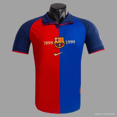 99/00 Barcelona Home 100 Anniversary Retro Soccer Jersey
