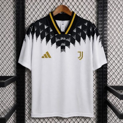 26/27 Juventus Turin Standium Jersey White with Black Geometric Pattern inspired by 1994