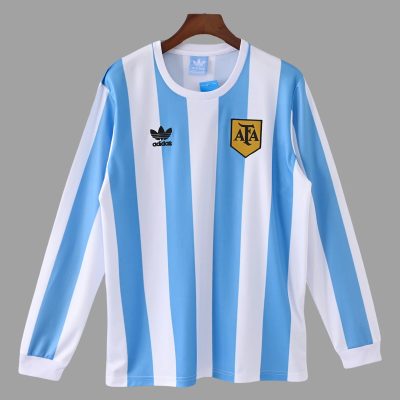 1978 Argentina Home Long Sleeve Retro Soccer Jersey