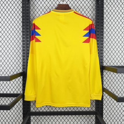 1990 Colombia Home Long Sleeve Retro Soccer Jersey