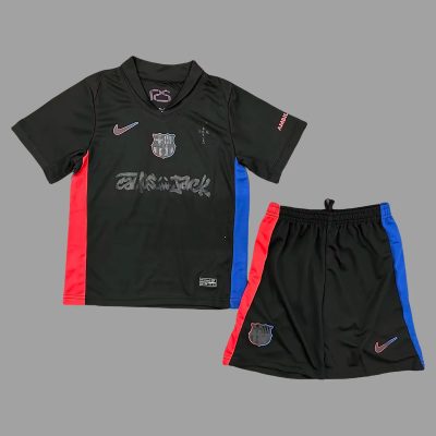 24/25 Barcelona Away Travis Scott Edition Kids Soccer Jersey Size 16-28