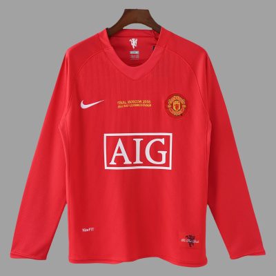 07/08 Manchester United Home Champions League Final Long Sleeve Retro Soccer Jersey
