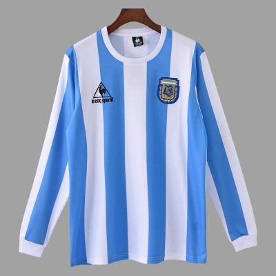 1986 Argentina Home Long Sleeve Retro Soccer Jersey