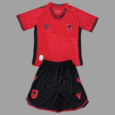 2025 Albania Home Kids Soccer Jersey Size 16-28