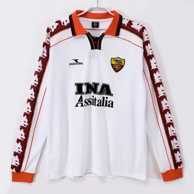 98/99 Roma Away Long Sleeve Retro Soccer Jersey