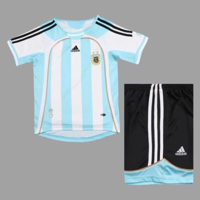 2006 Argentina Home Kids Retro Soccer Jersey Size 16-28