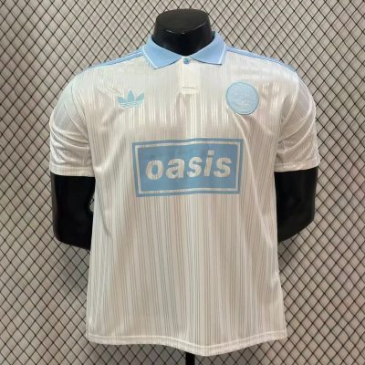 Adidas x Oasis White Blue Soccer Jersey