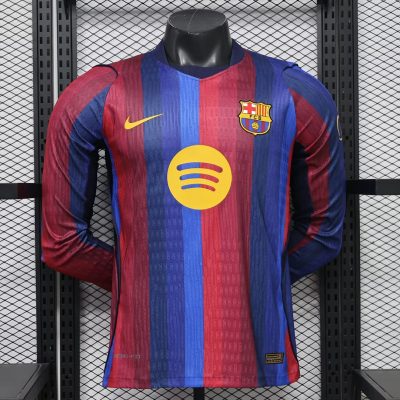 26/27 Barcelona Home Long Sleeve Player Version Soccer Jersey