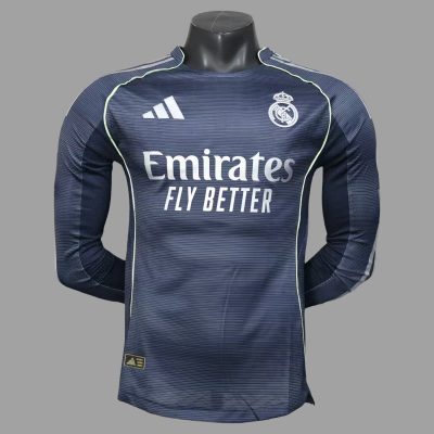 25/26 Real Madrid Away Long Sleeve Player Version Soccer Jersey