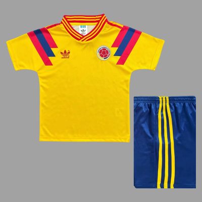 1990 Colombia Home Kids Retro Soccer Jersey Size 16-28