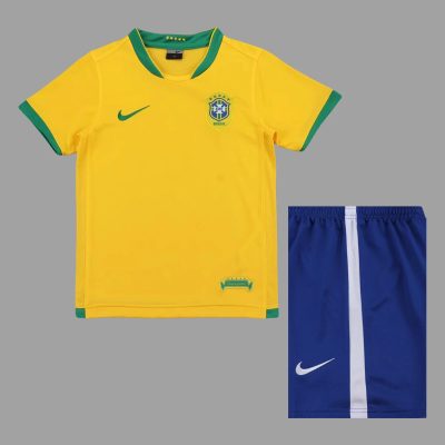 2006 Brazil Home Kids Retro Soccer Jersey Size 16-28