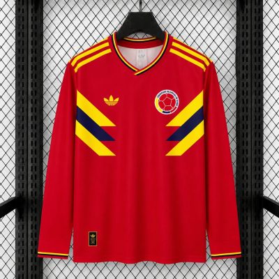 2026 Colombia Iconic 1990 Long Sleeve Red Retro Soccer Jersey